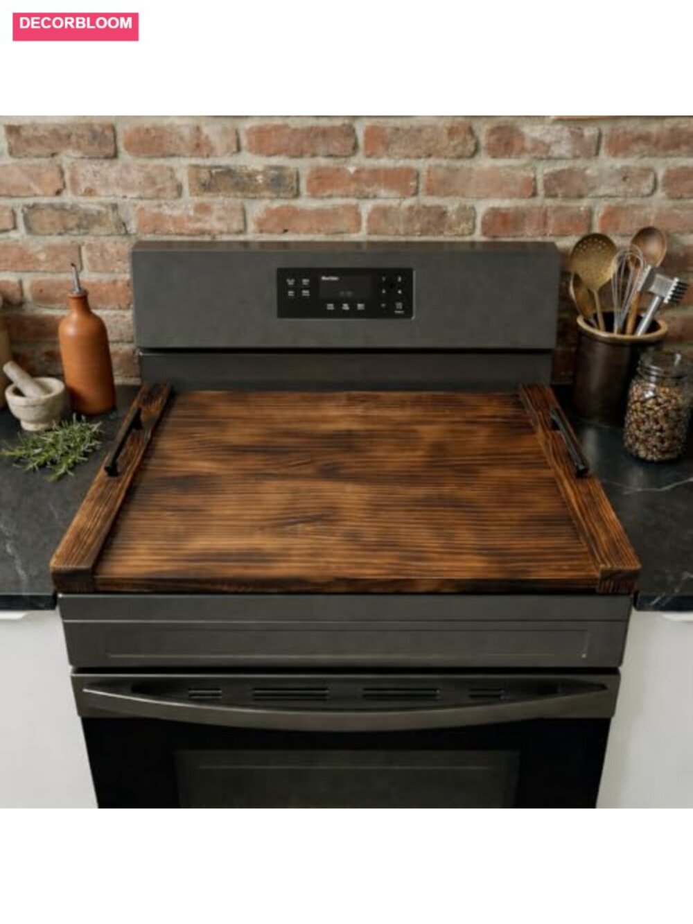 Pine Wood Stove Top Cover with Handles, Noodle Board Extra Counter Space,